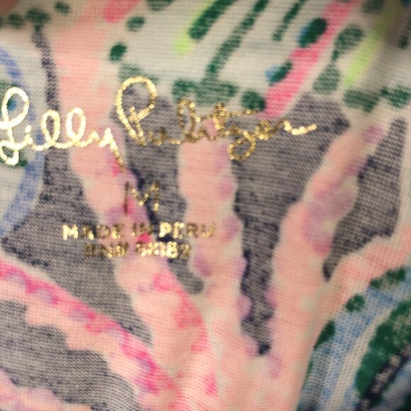 Lilly Pulitzer Dress Womens Medium Multicolor Pima Cotton Sea Life 3/4 Sleeve - Picture 6 of 16